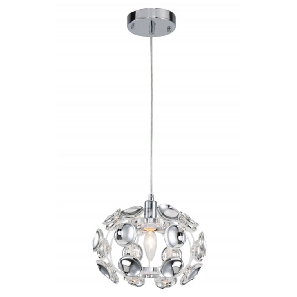 Vintage Pendant Light Chrome Honeycomb Resin Single Light Fixture Remote Control - 9.5