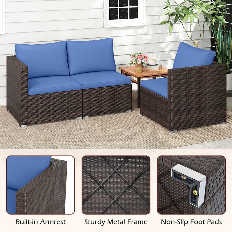 Gymax 3PCS Patio Sectional Sofa Set w/Right Arm Sofa & Left Arm Sofa