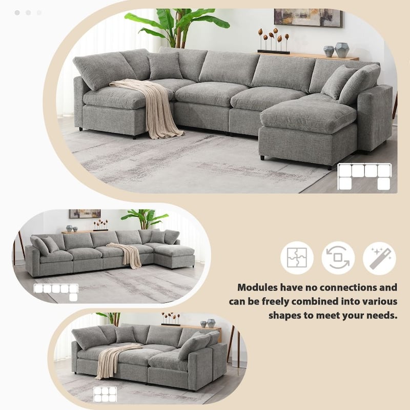 U Shaped Convertible Sectional Sofa with Ottoman