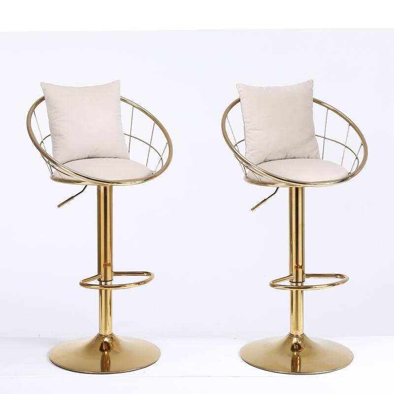 360° Swivel Bar Stools Set of 2, Modern Adjustable Counter Height Velvet Bar Chair, Kitchen Island Dining Chairs for Cafe Pub