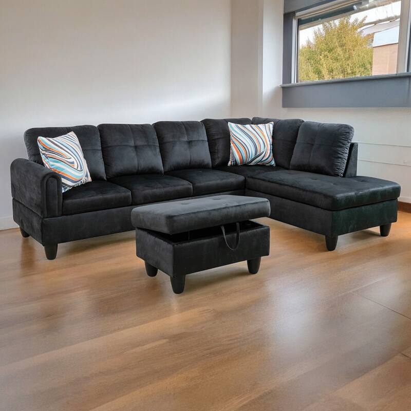 KISRAIS 97" Wide 3-Piece Upholstered Sectional Sofa Set for Small Spaces