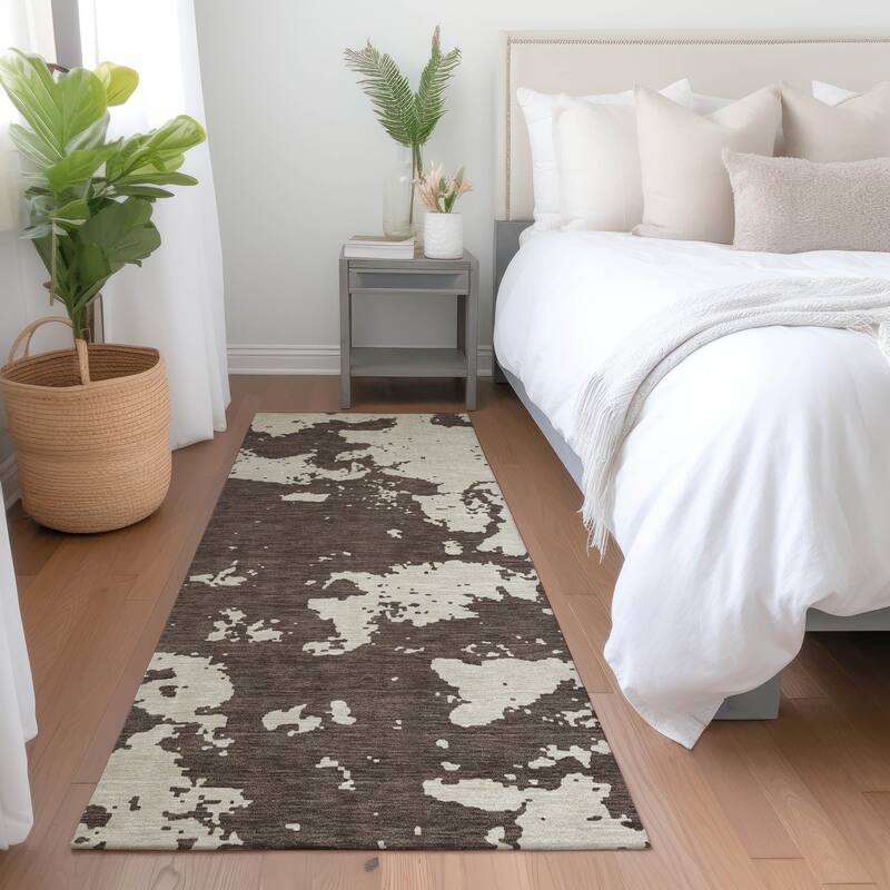 Premium Washable Super Soft Absstract Contempo Mayfield Rug - Brown - 2'3" x 7'6"