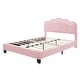 preview thumbnail 23 of 53, Twin/Full Size Upholstered Bed Frame, Flower-Shape Headboard with LED Light Strip, Sherpa Fabric Platform Bed