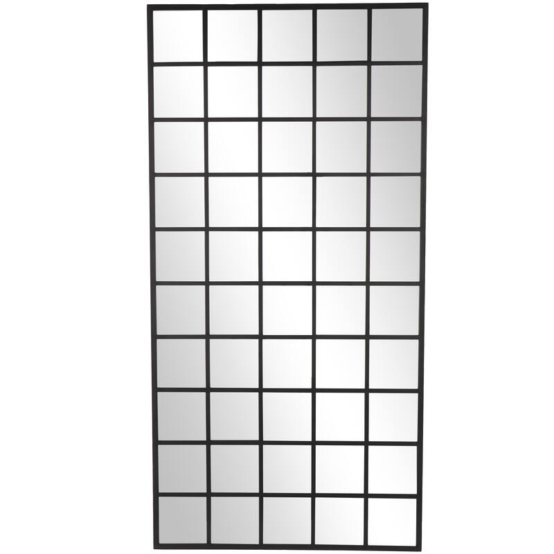 Black Metal Window Pane Inspired Room Floor Mirror