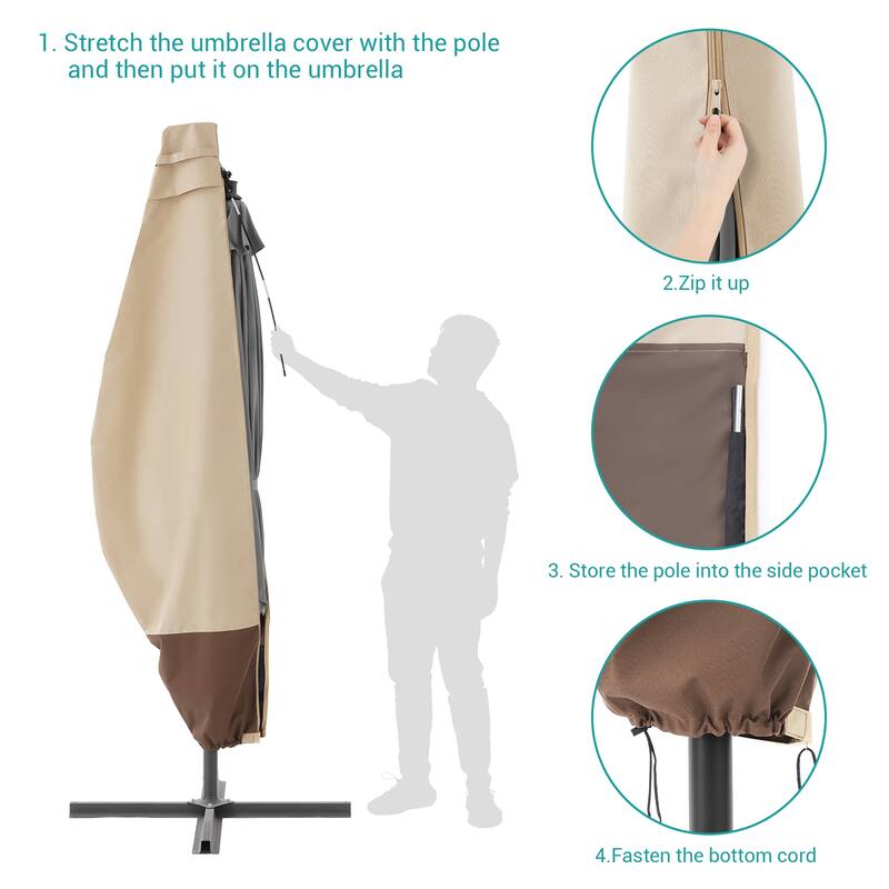 Bonosuki Patio Offset Umbrella Cover - 600D Waterproof Umbrella Cover