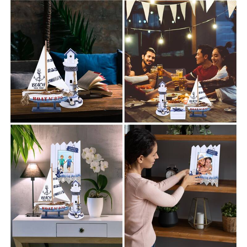 CoTa Global Ocean Blue Nautical Collection - Handcrafted - 4 pcs Set - 11″Lx3.5″Wx16″H