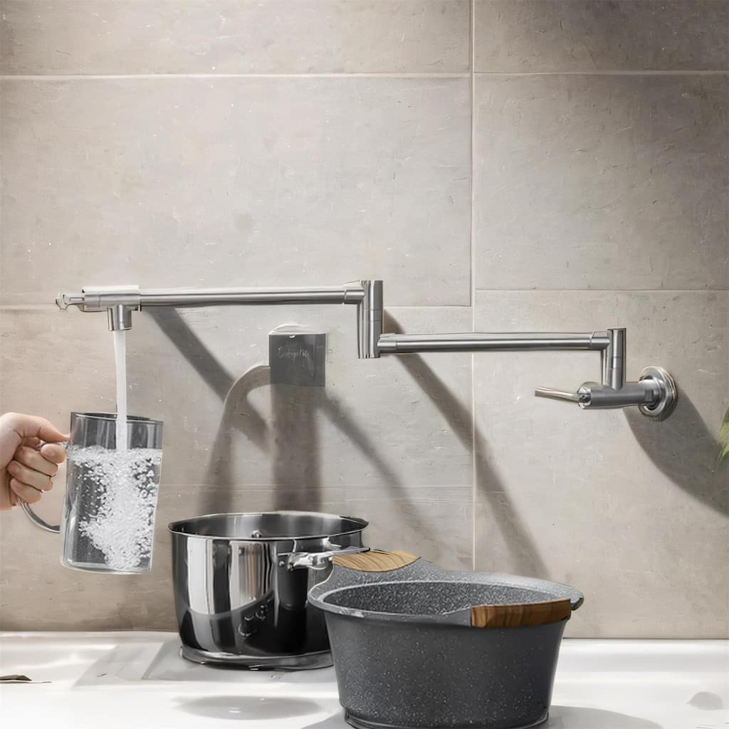 Wall-Mount Pot Filler - 304SS, with Swing Arms, Commercial Grade