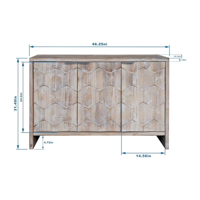 Accent Cabinet 3 Door Wooden Sideboard Buffet Server Cabinet