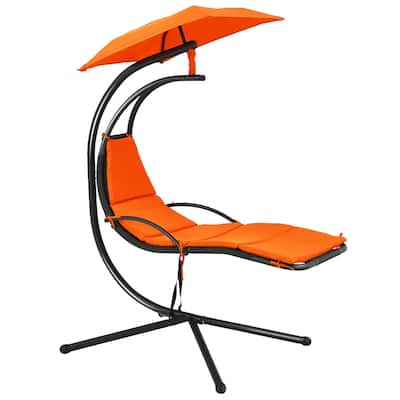 Patio Hanging Hammock Chaise Lounge Chair with Canopy Cushion for Outdoors - 47'' x 70'' x 82'' (L x W x H)