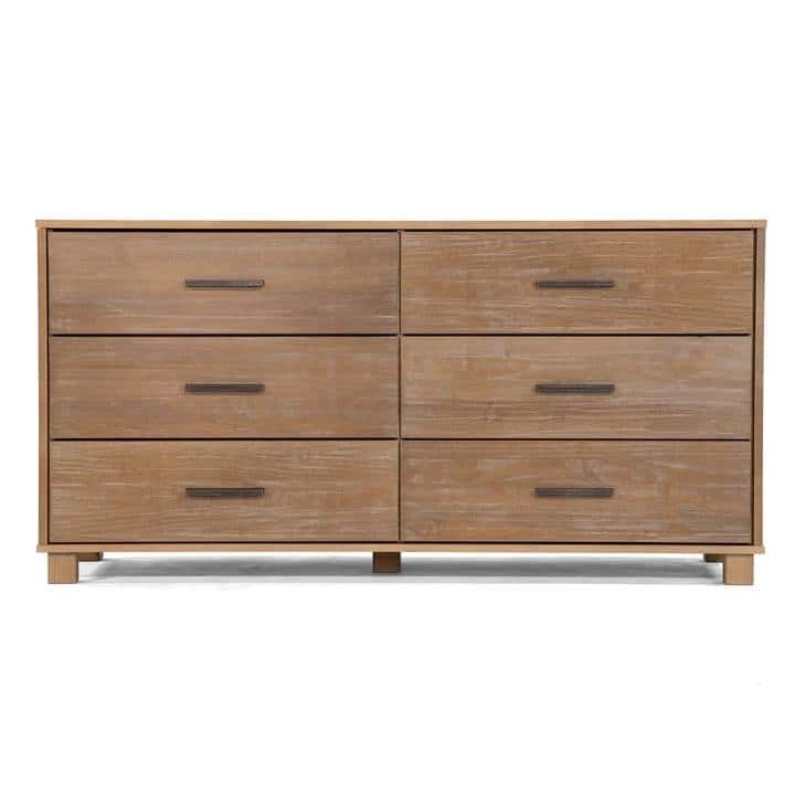Farmhouse Style 6 Drawer Double Dresser Solid Wood Furniture