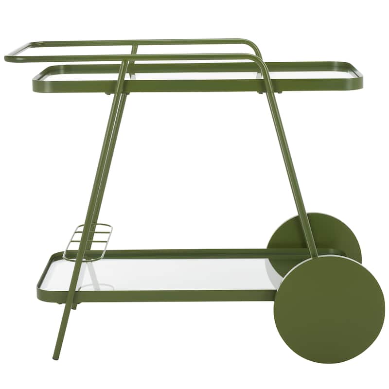 SAFAVIEH Home Zunia Glass Bar Cart with Wheels - 36Wx19Dx30H