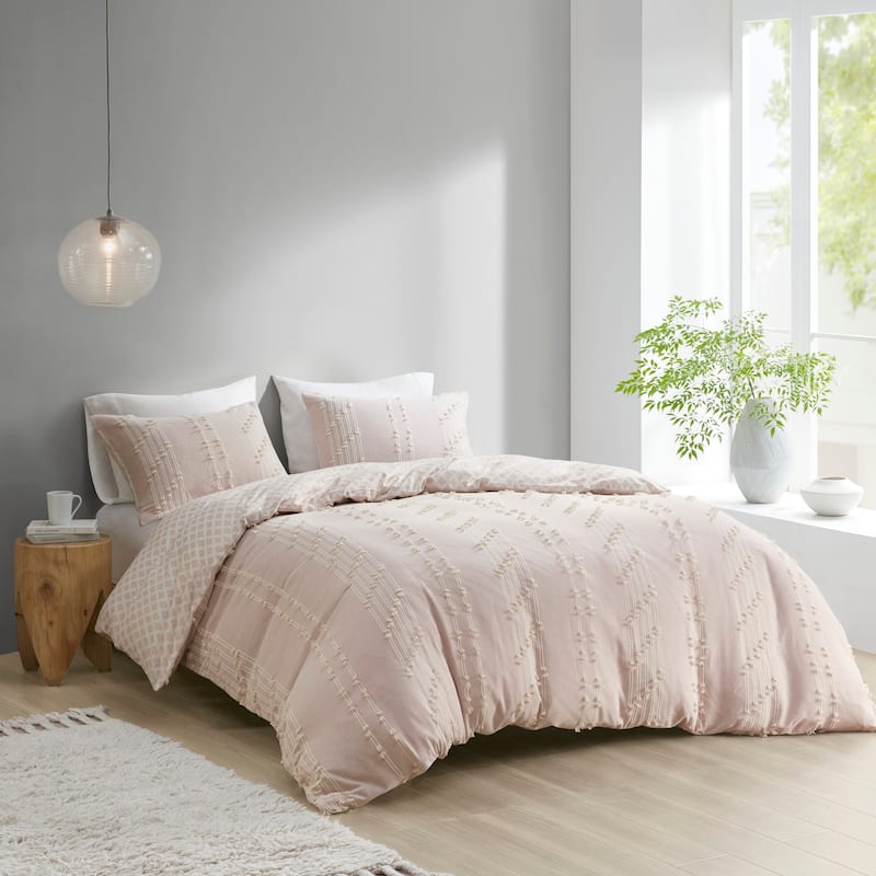 INK+IVY Kara 3 Piece Cotton Jacquard Duvet Cover Set (Insert excluded)