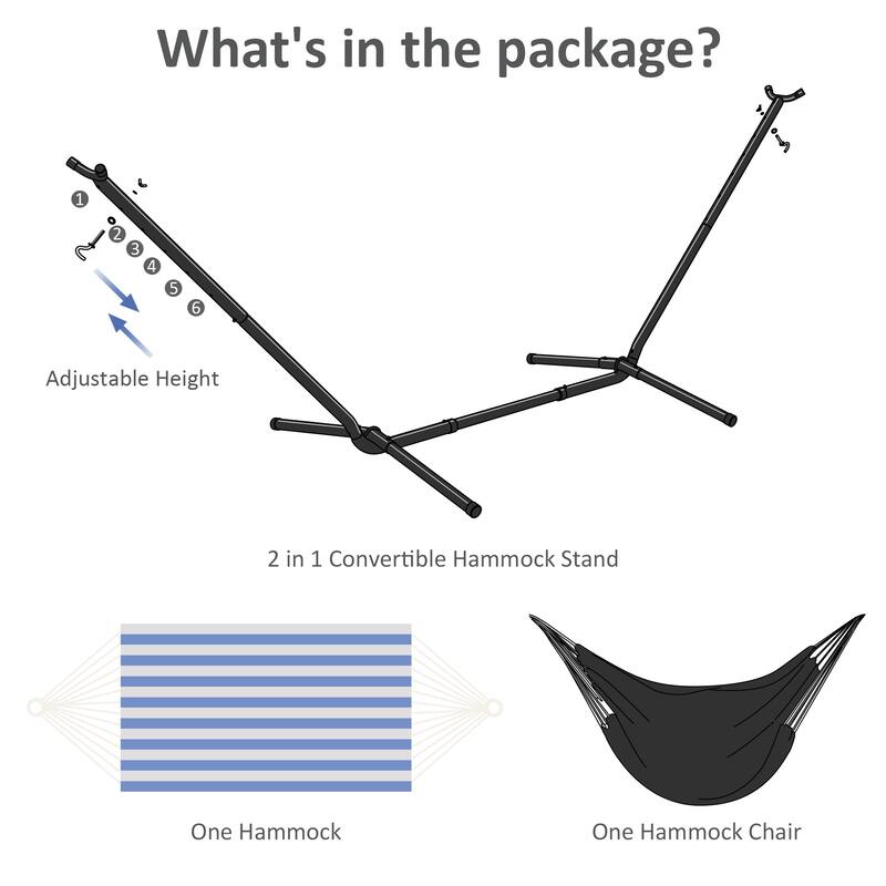 10.7 ft. 2-Person Brazilian-Style hammock with Stand - Convertible