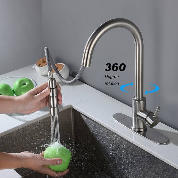 Touch Single Hole Kitchen Faucet with Pull Down Sprayer ...
