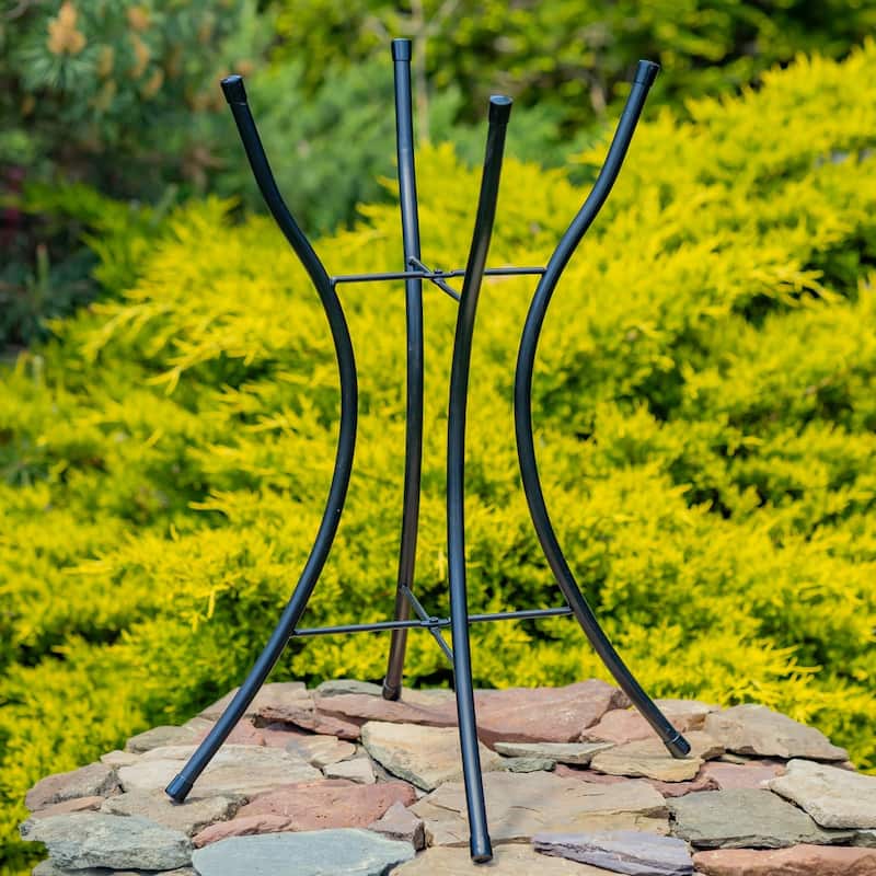 18" Glass Bowl Oriole Birdbath with Metal Stand "Baltimore"
