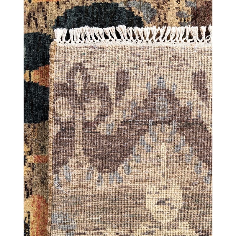 Ikat One-of-a-Kind Handmade Area Rug - Brown, 7' 10" x 10' 1" - 7' 10" x 10' 1"