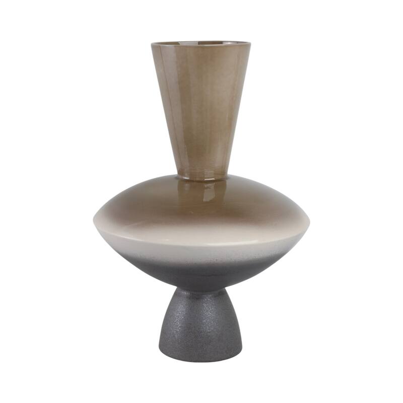 Pottery Vase Artesa Geometric Pedestal Form Handmade Flared Neck