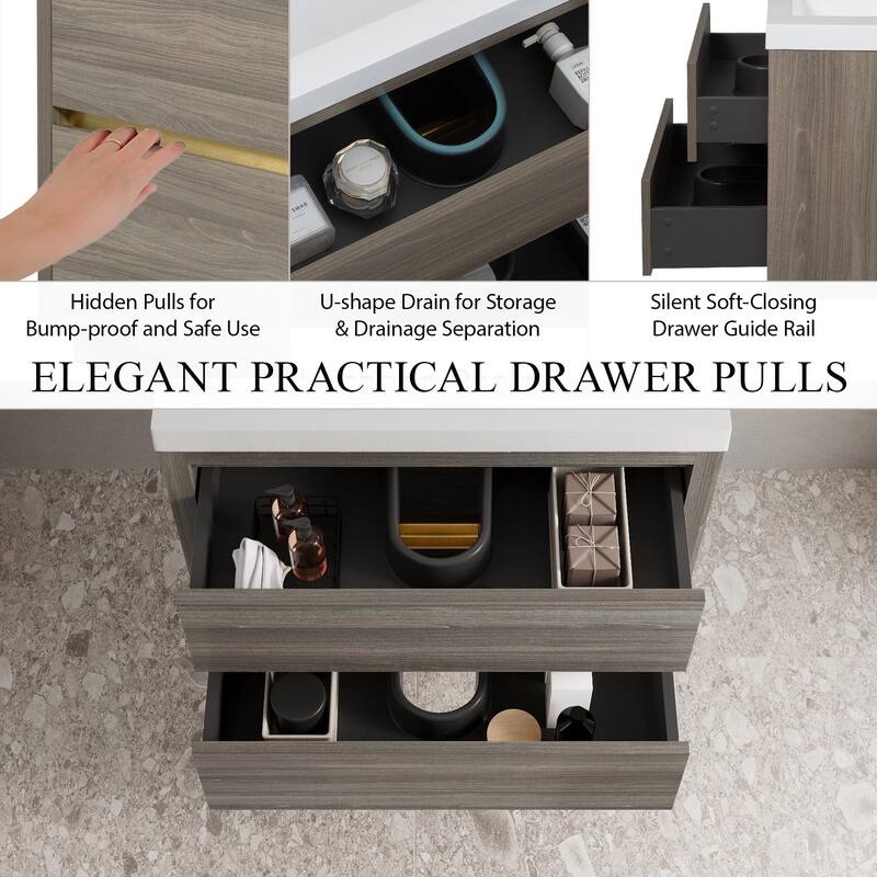 Wall-Mounted Bathroom Vanity with Stone Resin Top