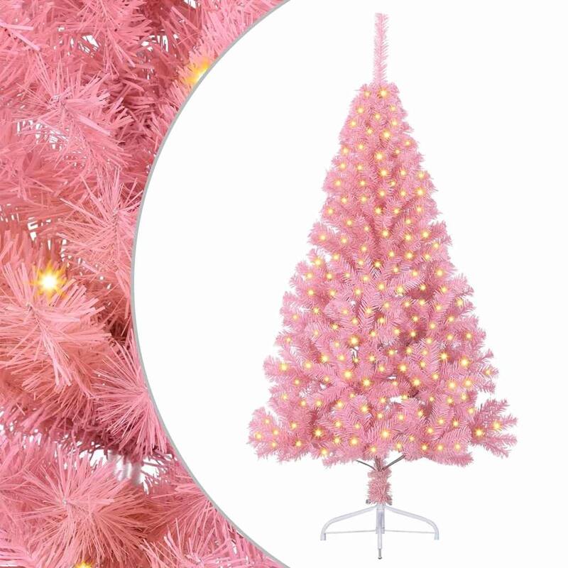 vidaXL Artificial Pre-lit Christmas Tree Pink in PVC - 59.06 in