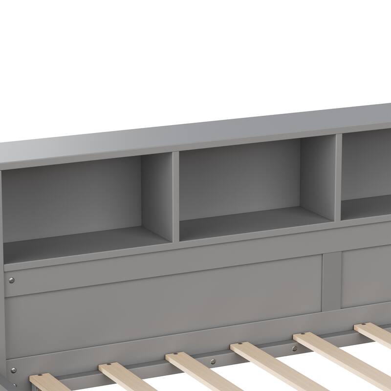 L-Shape Twin Size Day Bed for 2 with Storage Drawers and Bookshelf by Harper&Bright Designs