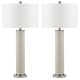 preview thumbnail 7 of 8, SAFAVIEH Lighting 32-inch Ollie Faux Woven Leather Cream Table Lamp (Set of 2) - 15"x15"x31.5"