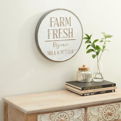 Beige Iron Farmhouse Wall Decor Text 16 x 16 x 1