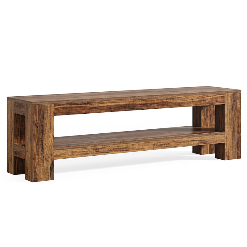 Wooden Entryway Bench with Storage Shelf, Console Shoe Bench, Hallway Kitchen End of Bed Accent Seat Storage Bench for Bedroom