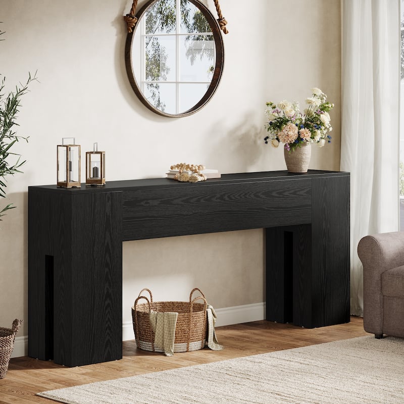 71-Inch Long Console Table for Entryway, Living Room, Rustic Brown - 70.86" L x 13.78" W x 32.3" H