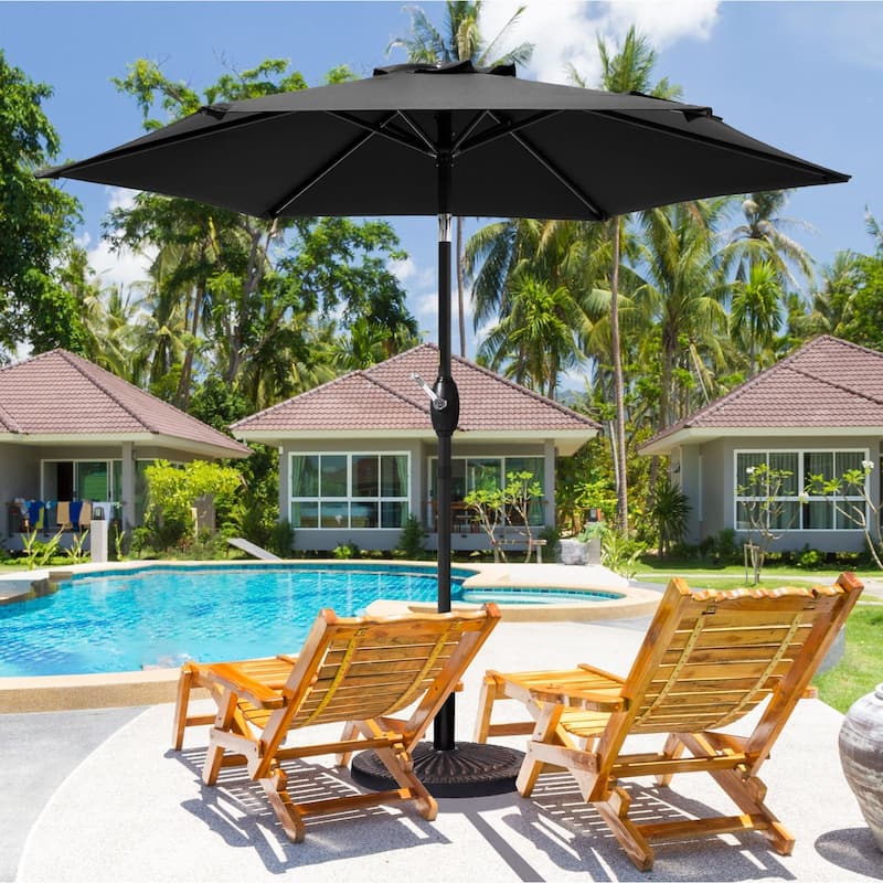 Bonosuki 7.5Ft Patio Market Umbrella Weather-Resistant Table Umbrella - Black