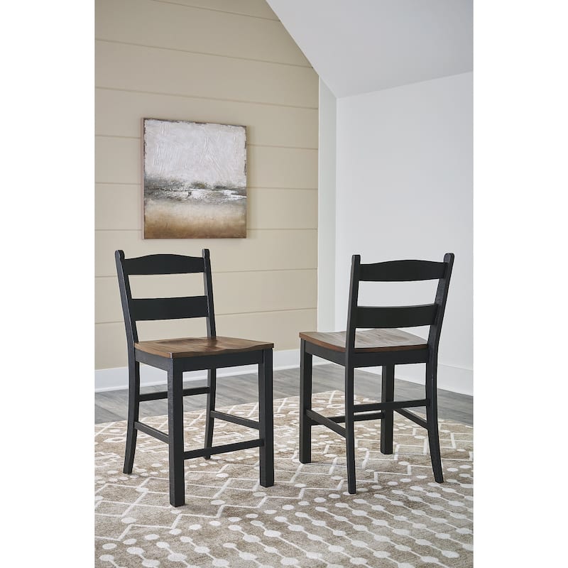 Signature Design by Ashley Valebeck Black/Brown Counter Height Barstool - 20"W x 22"D x 39"H - Set of 2 - Black/Brown - Counter Height