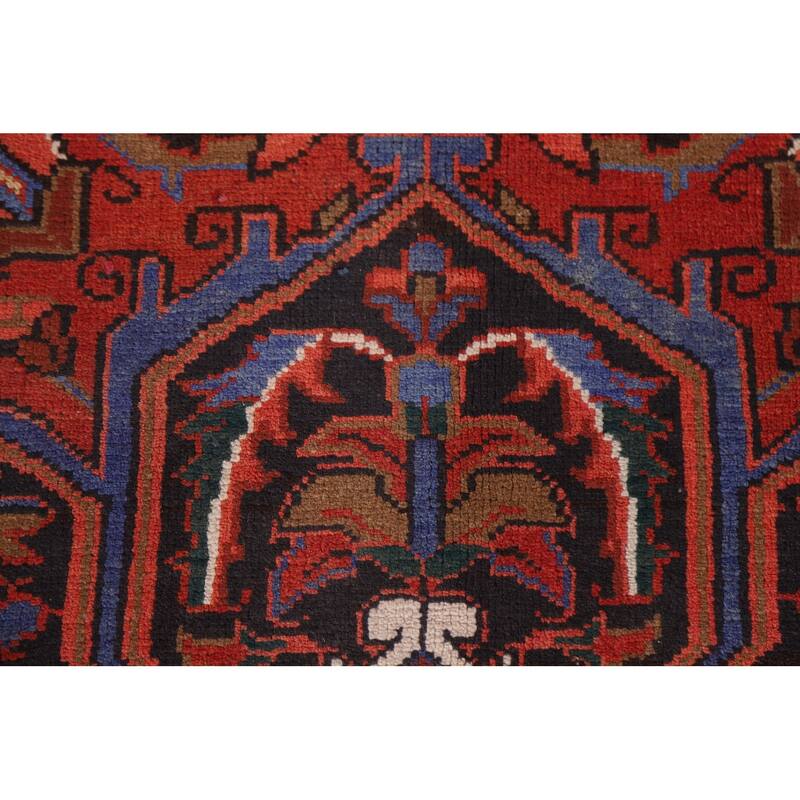 Hand Knotted Oriental 100% Wool Carpet Traditional Medallion Red Heriz Area Rug - 9' 7'' X 6' 11''