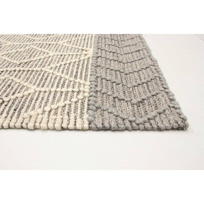 ECARPETGALLERY Braid weave Sienna Grey Wool Rug - 5'1 x 8'1