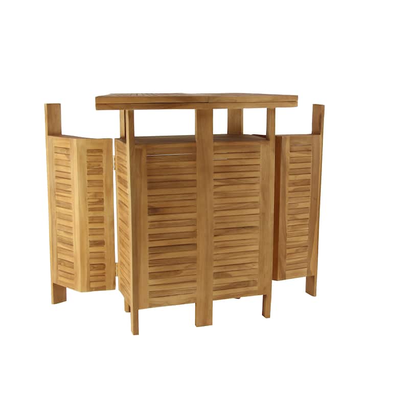 Teak Wood Indoor Outdoor Folding Bar with Expandable Sides - Brown - Roche River Decor - 24"W x 70"L x 41"H