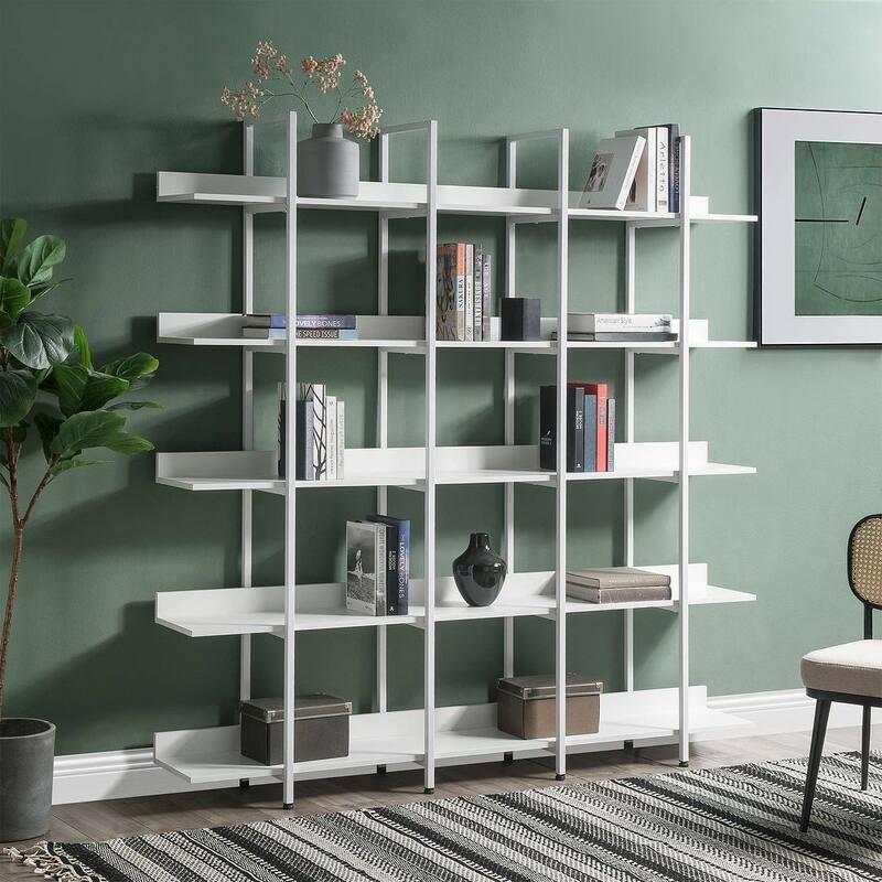 Vintage Industrial Bookshelf 5 Shelf Bookcase