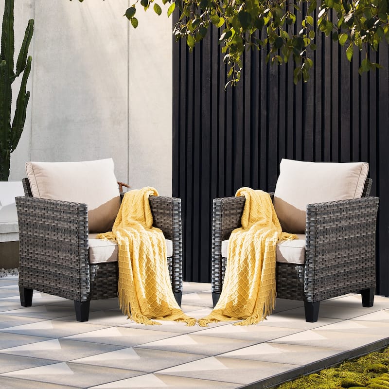 OVIOS Outdoor Patio Wicker Conversation Chairs Set