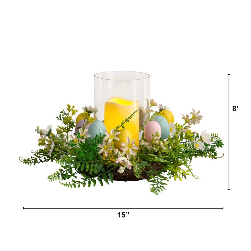 8-in Artificial Easter Candle Holder Arrangement