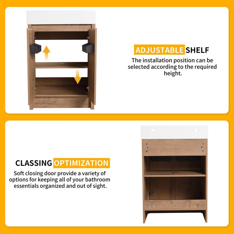 Beingnext 24"/30"/48"/60" Bathroom Vanity with Sink, Freestanding Bathroom Vanity with Soft Close Door
