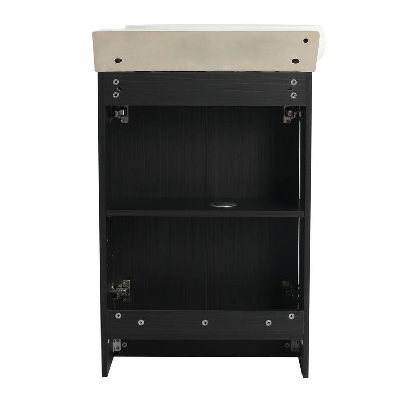 Compact Bathroom Vanity with Sink, Oval Single Ceramic Sink Bathroom Cabinet for Small Bathroom