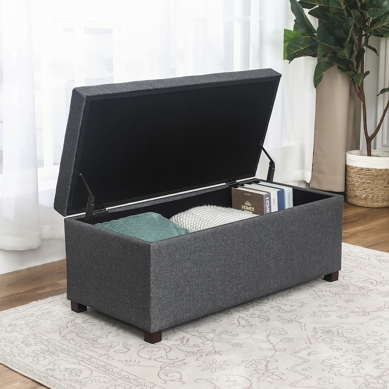 Adeco Rectangle Storage Ottoman Bench for Living Room Bedroom