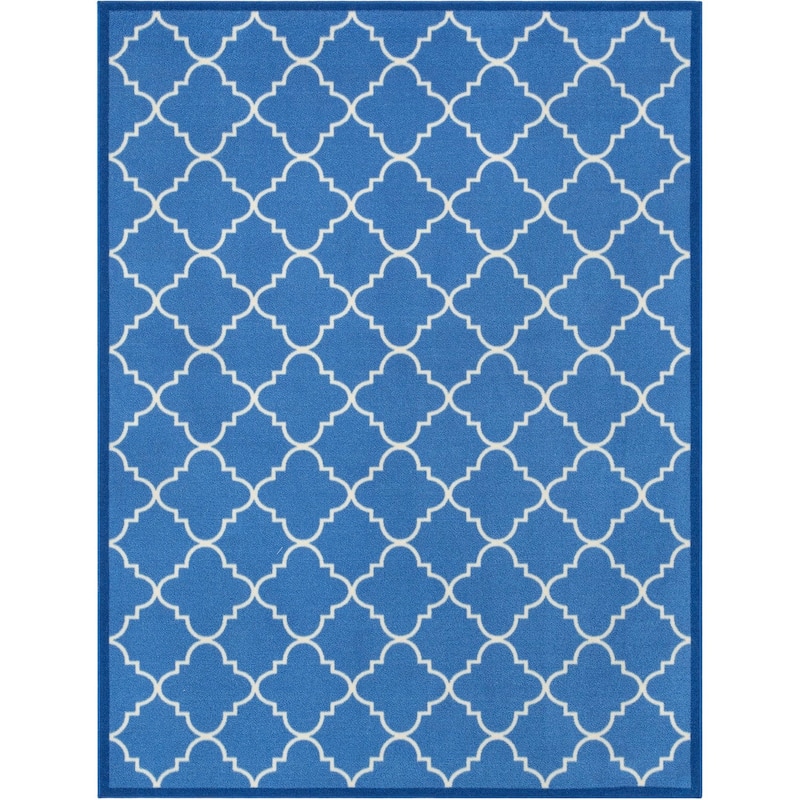 Well Woven Kings Court Brooklyn Trellis Lattice Modern Area Rug - 7' 10" x 9' 10" - Blue - Rectangle