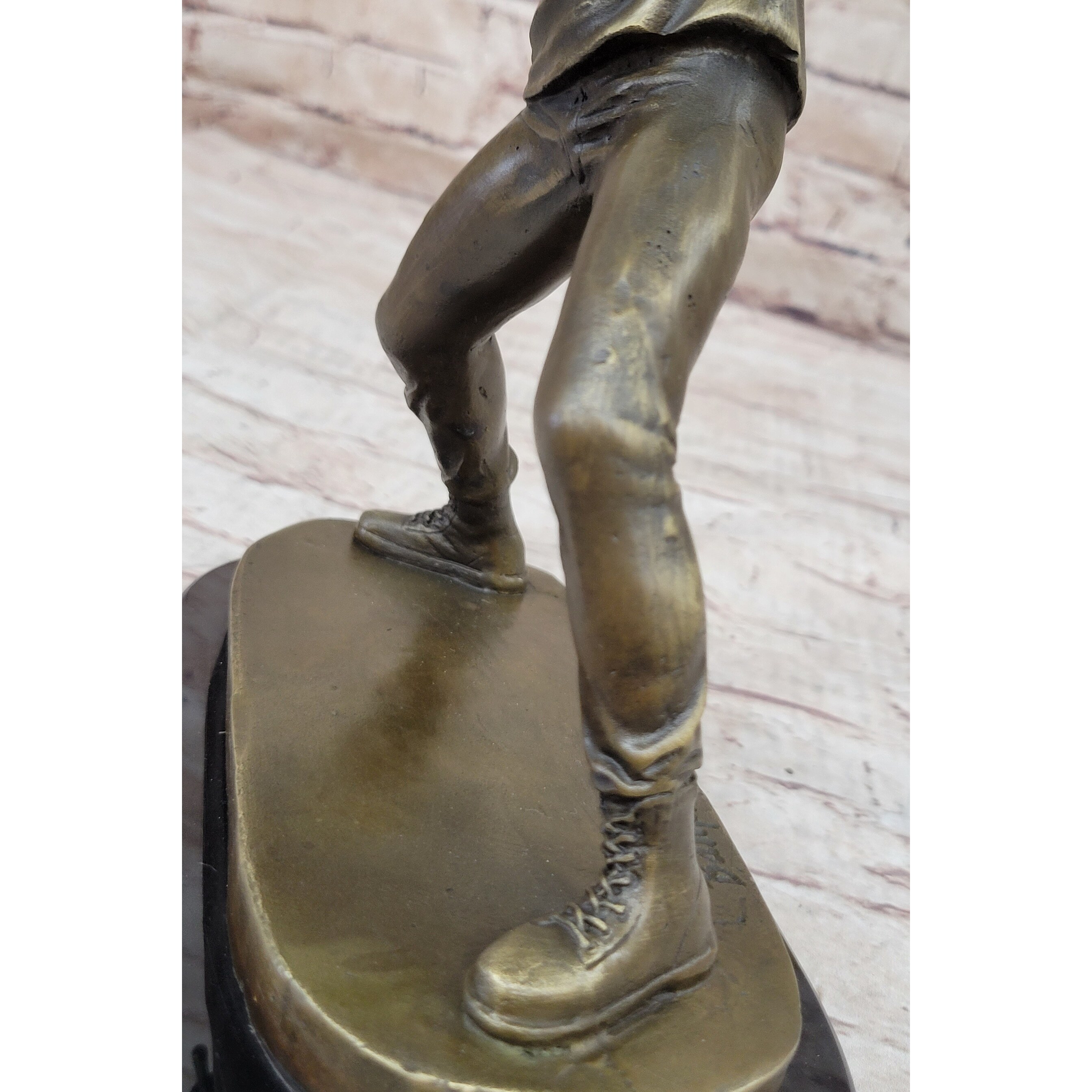 Banksy Bronze Sculpture, Lost Wax Method, Brown Patina, Marble