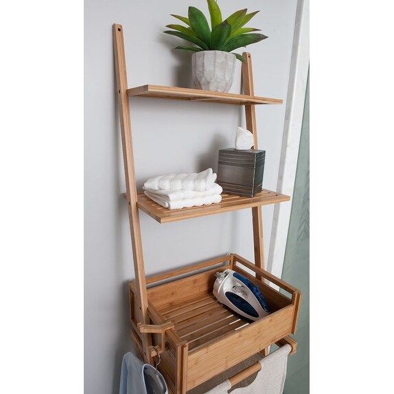 Offex Bamboo Laundry Shelf With Basket Overstock 20887749 Complete with linen bag and bamboo frame, this collapsible laundry basket makes. overstock com