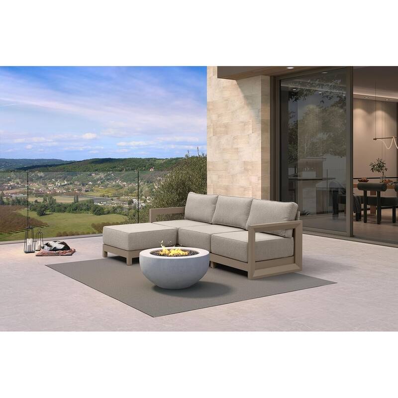 PURPLE LEAF Caesar Khaki Sofas Sectionals 4-18 Piece with 9.6" Thick Cushion for Yard Porch Deck Outdoor Patio Conversation Sets - 3 Seats+1 Ottoman - L-shaped