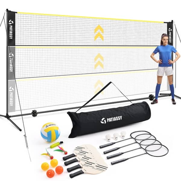 Patiassy 17 ft Portable Height Adjustable Badminton Pickleball