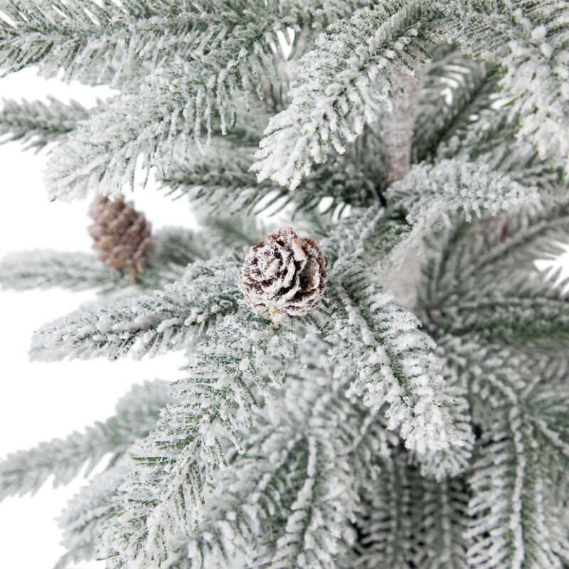 Flocked Potted Snowy Christmas Tree with Pinecones - 24.75" - Unlit - 2 Foot