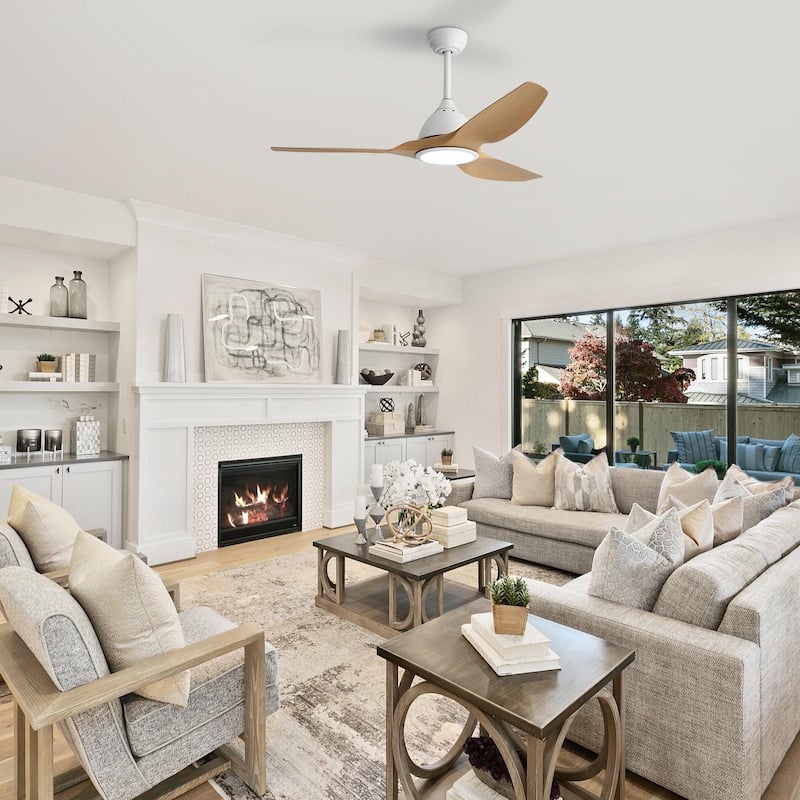 52" High CFM Modern Ceiling Fan with Remote Control and Reversible Blades With Light