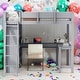 preview thumbnail 2 of 33, Full Size Loft Bed with Desk and Shelf,Solid Construction for Home
