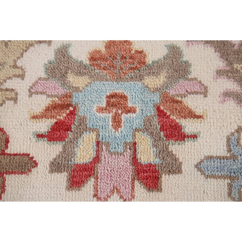 Light Blue Floral Oushak Rug Hand-Knotted Oriental Wool Carpet - 8'10"x 11'10"