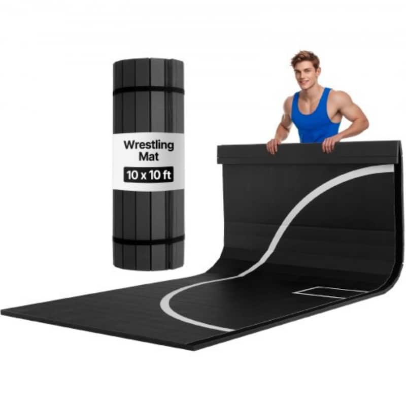 10x10 ft Wrestling Mat, Thick PVC Roll-Up for Home Gym Workouts - 120” x 120” x 1.2”