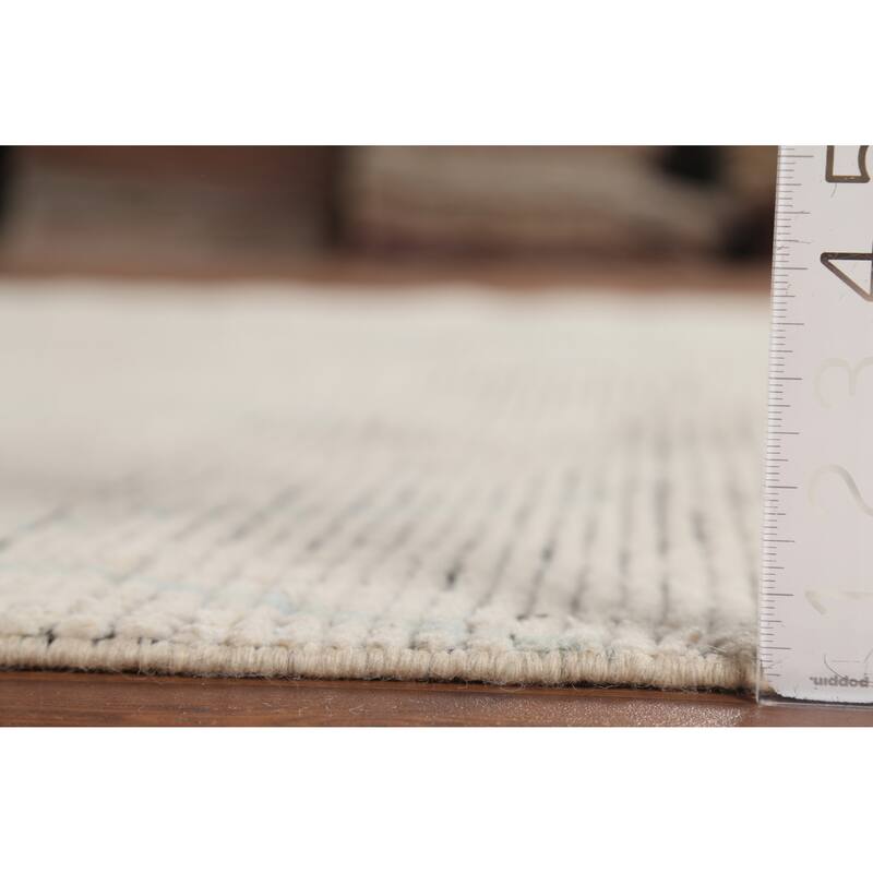 All-Over Trellis Moroccan Modern Area Rug Hand-Knotted Wool Carpet - 6'11"x 10'10"